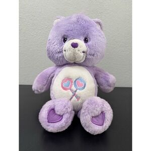 Vtg  2003 Care Bears Share Bear Plush  13" Purple Lollipops‎ Animated Sing Along